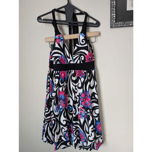 Candie's Halter Dress XL Black White Floral, Womens